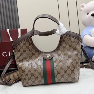 Gucci Giglio Canvas Small Brown Tote Bag 860845