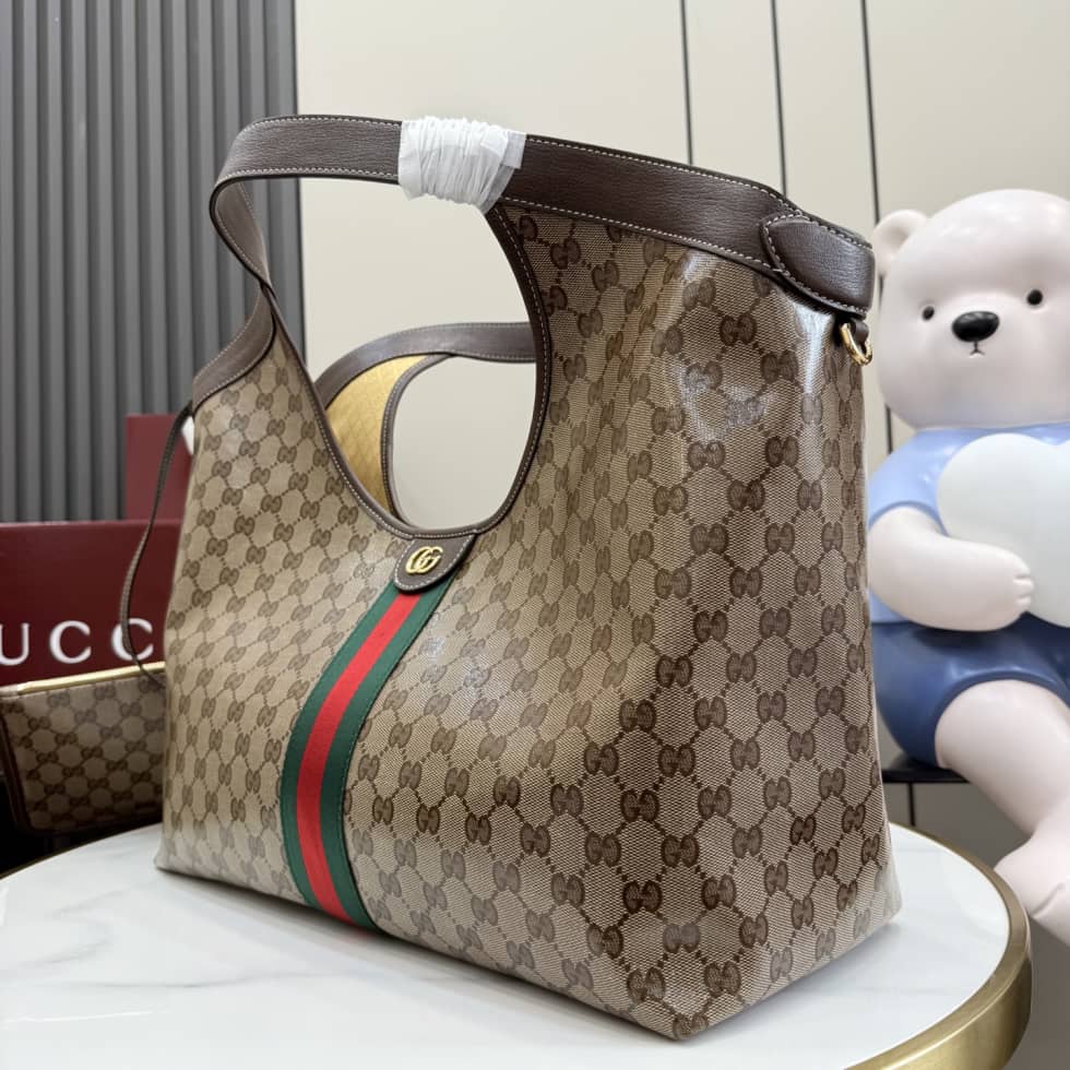 Gucci Giglio Large Tote Bag Brown 853971_2_157760 Gucci Giglio Large Tote Bag Brown 853971