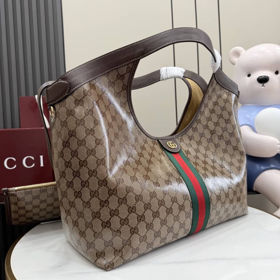 Gucci Giglio Large Tote Bag Brown 853971_6_157760 Gucci Giglio Large Tote Bag Brown 853971