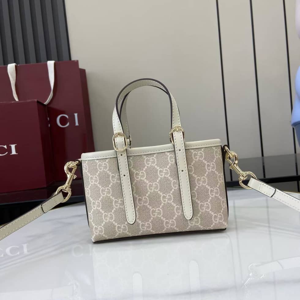 Gucci GG Emblem Coated Mini White Shoulder Bag_1_157830 Gucci GG Emblem Coated Mini White Shoulder Bag