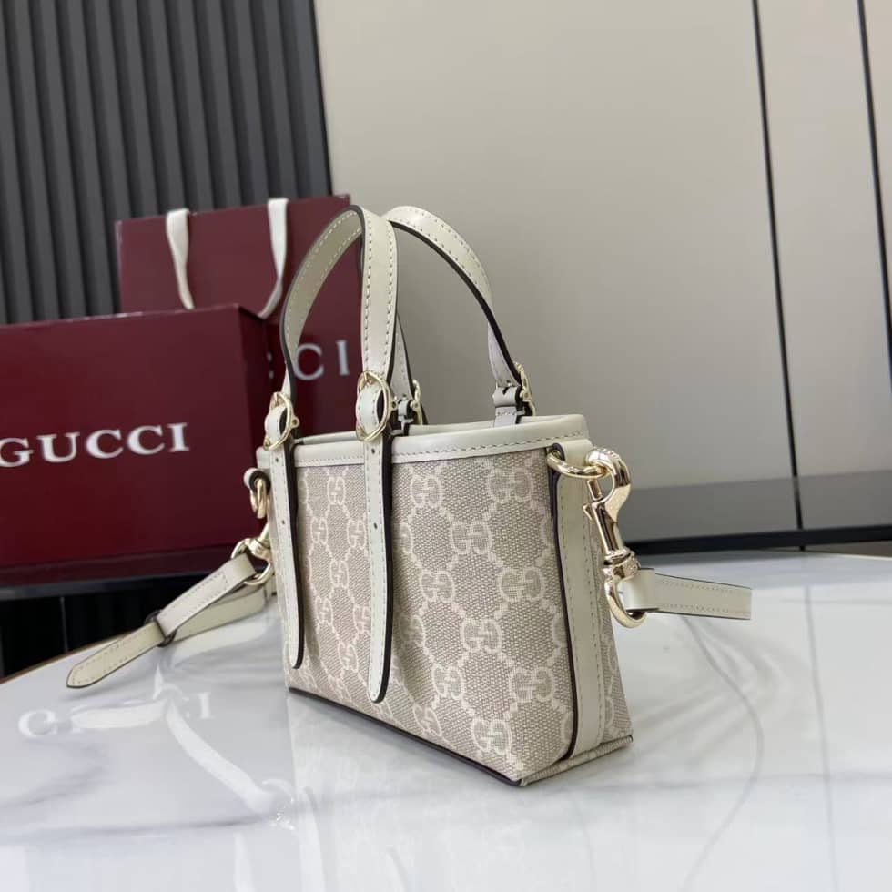 Gucci GG Emblem Coated Mini White Shoulder Bag_2_157830 Gucci GG Emblem Coated Mini White Shoulder Bag