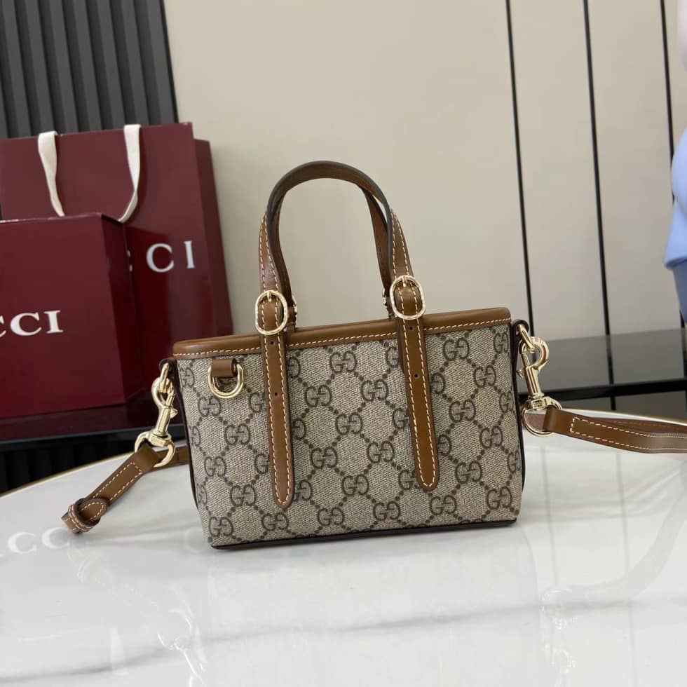 Gucci GG Emblem Mini Brown Shoulder Bag 855491_10_157840 Gucci GG Emblem Mini Brown Shoulder Bag 855491