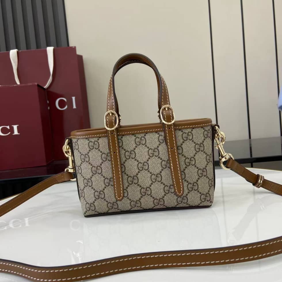 Gucci GG Emblem Mini Brown Shoulder Bag 855491_1_157840 Gucci GG Emblem Mini Brown Shoulder Bag 855491
