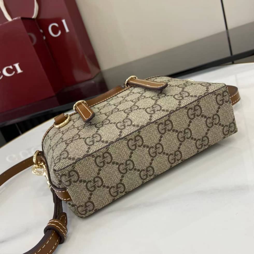 Gucci GG Emblem Mini Brown Shoulder Bag 855491_3_157840 Gucci GG Emblem Mini Brown Shoulder Bag 855491