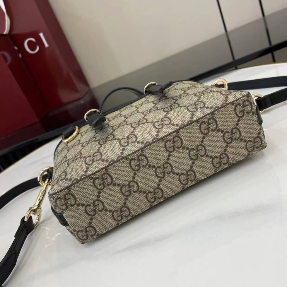 Gucci GG Emblem Mini Shoulder Bag Black Brown_3_157850 Gucci GG Emblem Mini Shoulder Bag Black Brown