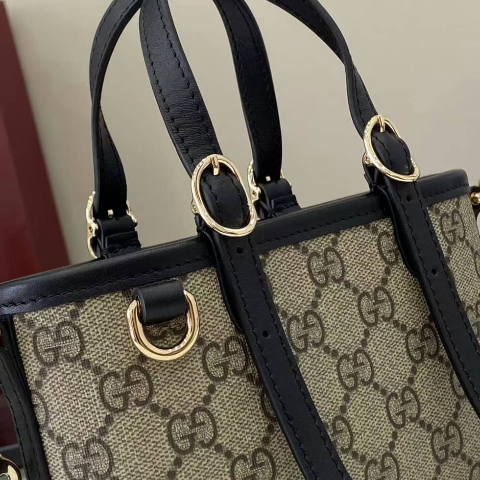 Gucci GG Emblem Mini Shoulder Bag Black Brown_4_157850 Gucci GG Emblem Mini Shoulder Bag Black Brown