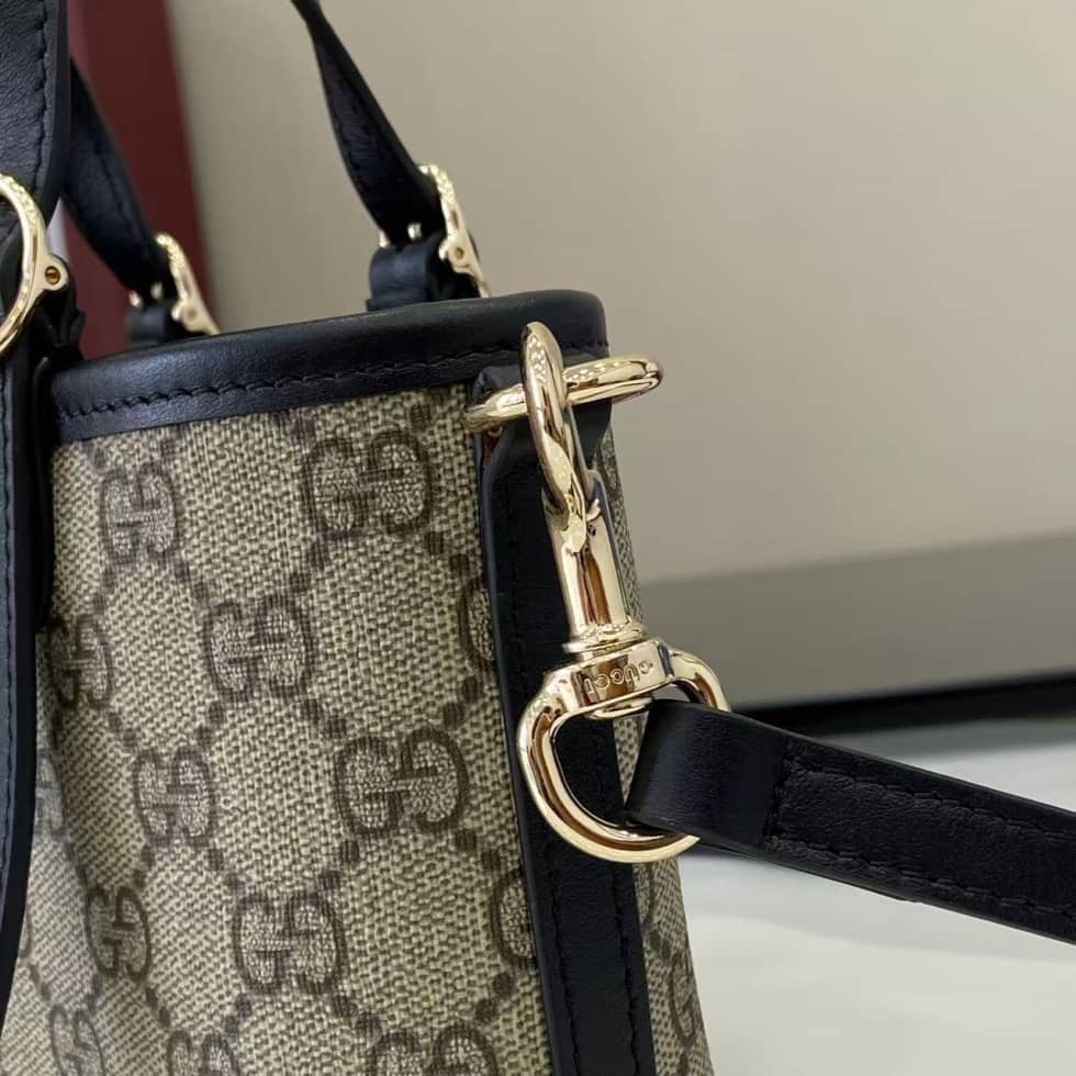 Gucci GG Emblem Mini Shoulder Bag Black Brown_5_157850 Gucci GG Emblem Mini Shoulder Bag Black Brown