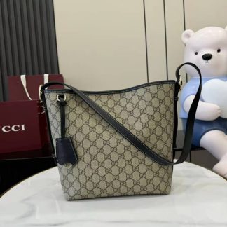 Gucci GG Emblem Small Black Brown Shoulder Bag