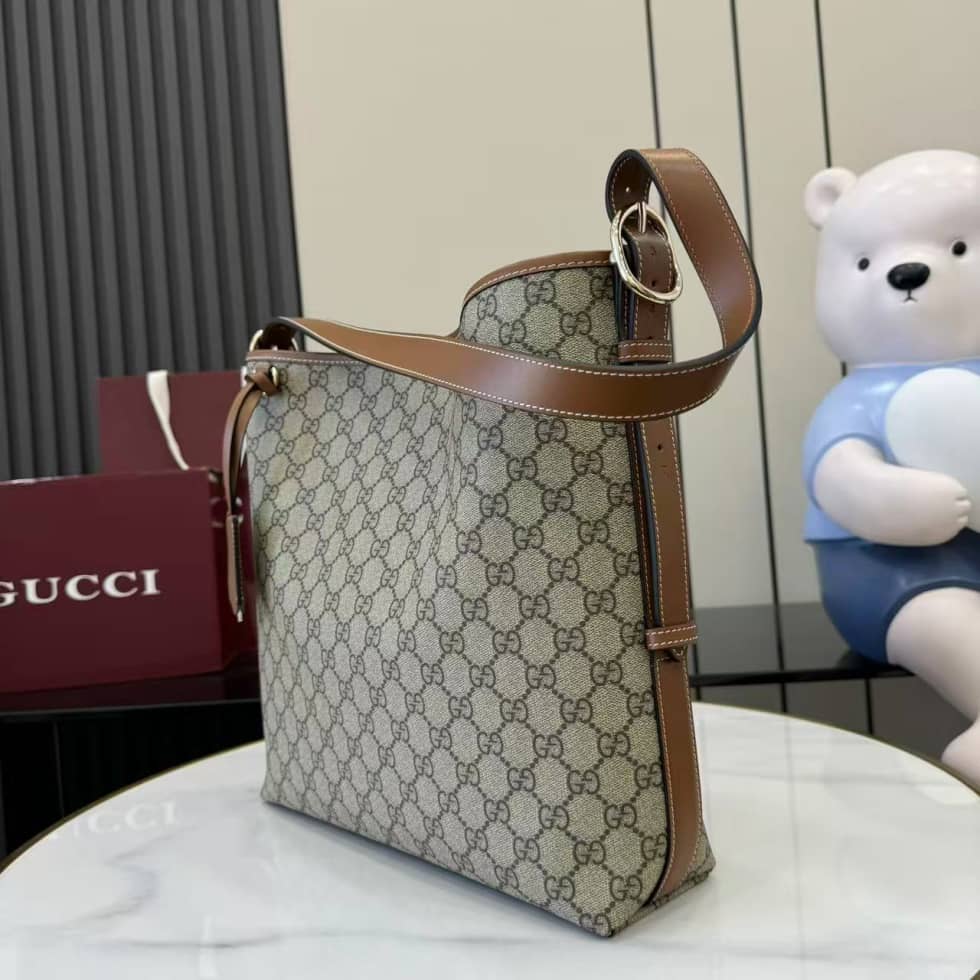 Gucci GG Emblem Medium Shoulder Bag Brown 847452_2_157880 Gucci GG Emblem Medium Shoulder Bag Brown 847452
