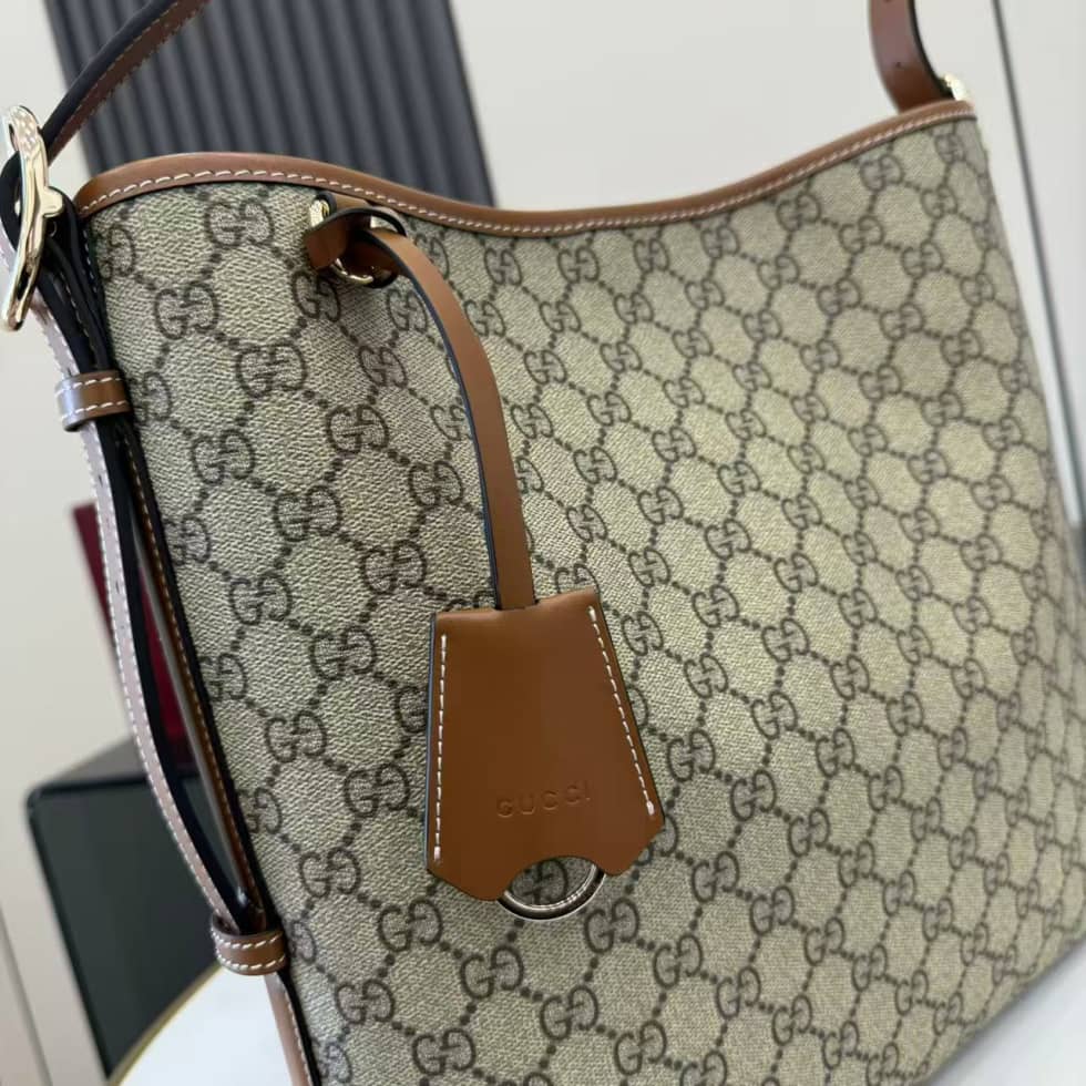 Gucci GG Emblem Medium Shoulder Bag Brown 847452_5_157880 Gucci GG Emblem Medium Shoulder Bag Brown 847452