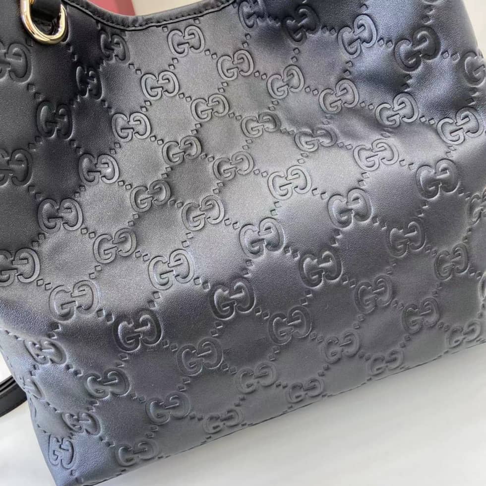 Gucci GG Emblem Medium Black Bucket Bag 815103_5_157900 Gucci GG Emblem Medium Black Bucket Bag 815103
