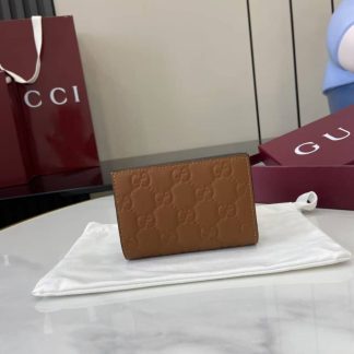 Gucci GG Emblem Leather Brown Bifold Wallet