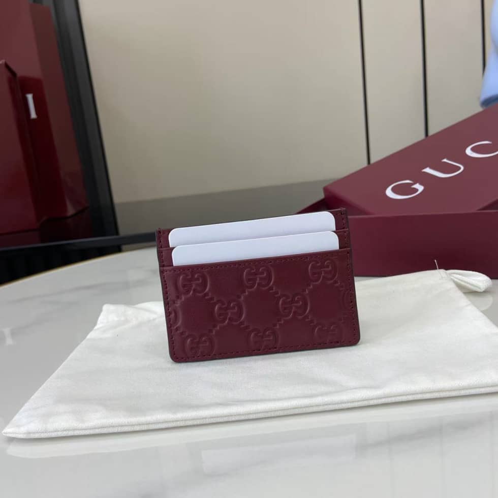 Gucci GG Emblem Embossed Leather Red Card Case_10_157960 Gucci GG Emblem Embossed Leather Red Card Case