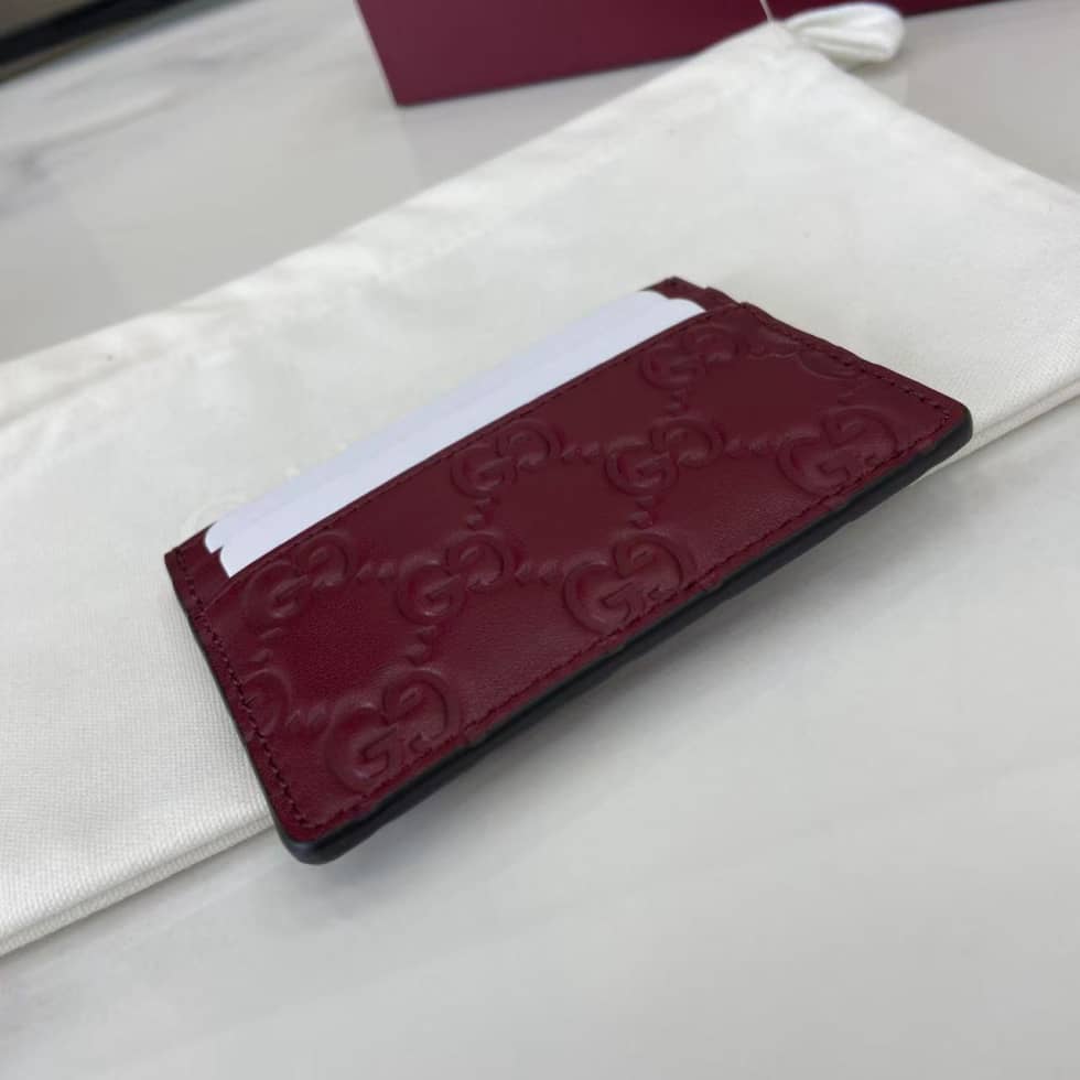 Gucci GG Emblem Embossed Leather Red Card Case_4_157960 Gucci GG Emblem Embossed Leather Red Card Case