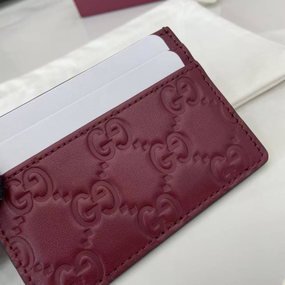 Gucci GG Emblem Embossed Leather Red Card Case_5_157960 Gucci GG Emblem Embossed Leather Red Card Case