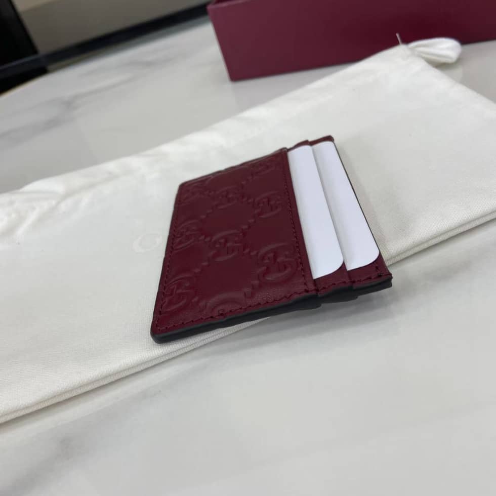 Gucci GG Emblem Embossed Leather Red Card Case_6_157960 Gucci GG Emblem Embossed Leather Red Card Case