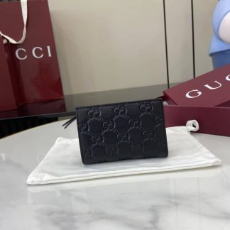 Gucci GG Emblem Leather Black Bifold Wallet