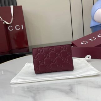 Gucci GG Emblem Leather Red Bifold Wallet 847208