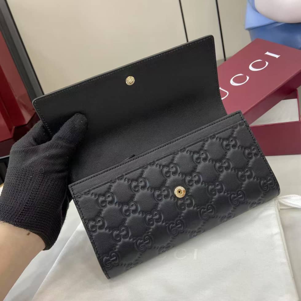 Gucci GG Emblem Black Continental Wallet 847210_6_158010 Gucci GG Emblem Black Continental Wallet 847210
