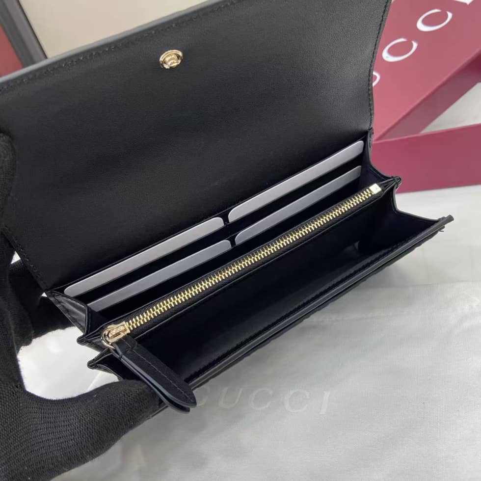 Gucci GG Emblem Black Continental Wallet 847210_7_158010 Gucci GG Emblem Black Continental Wallet 847210