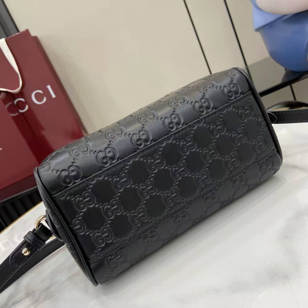Gucci GG Emblem Small Black Boston Bag 848889_3_158030 Gucci GG Emblem Small Black Boston Bag 848889