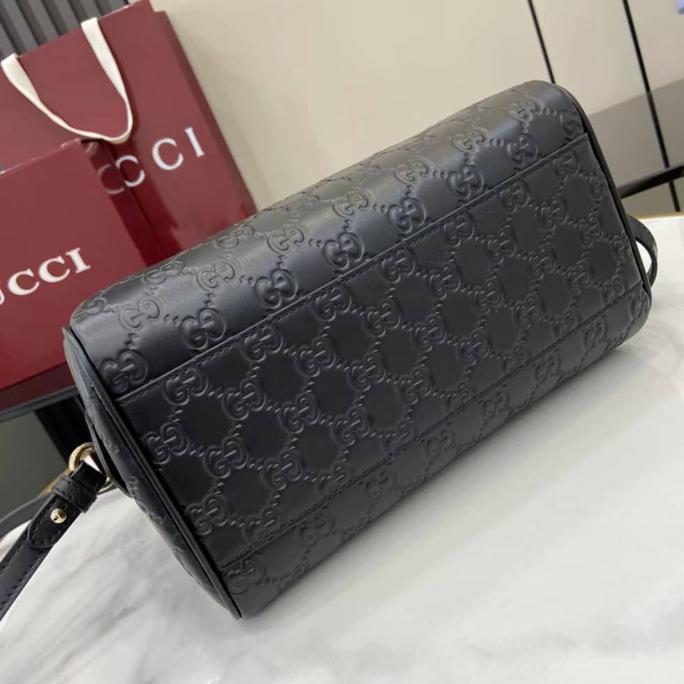 Gucci GG Emblem Medium Black Boston Bag 848886_3_158040 Gucci GG Emblem Medium Black Boston Bag 848886