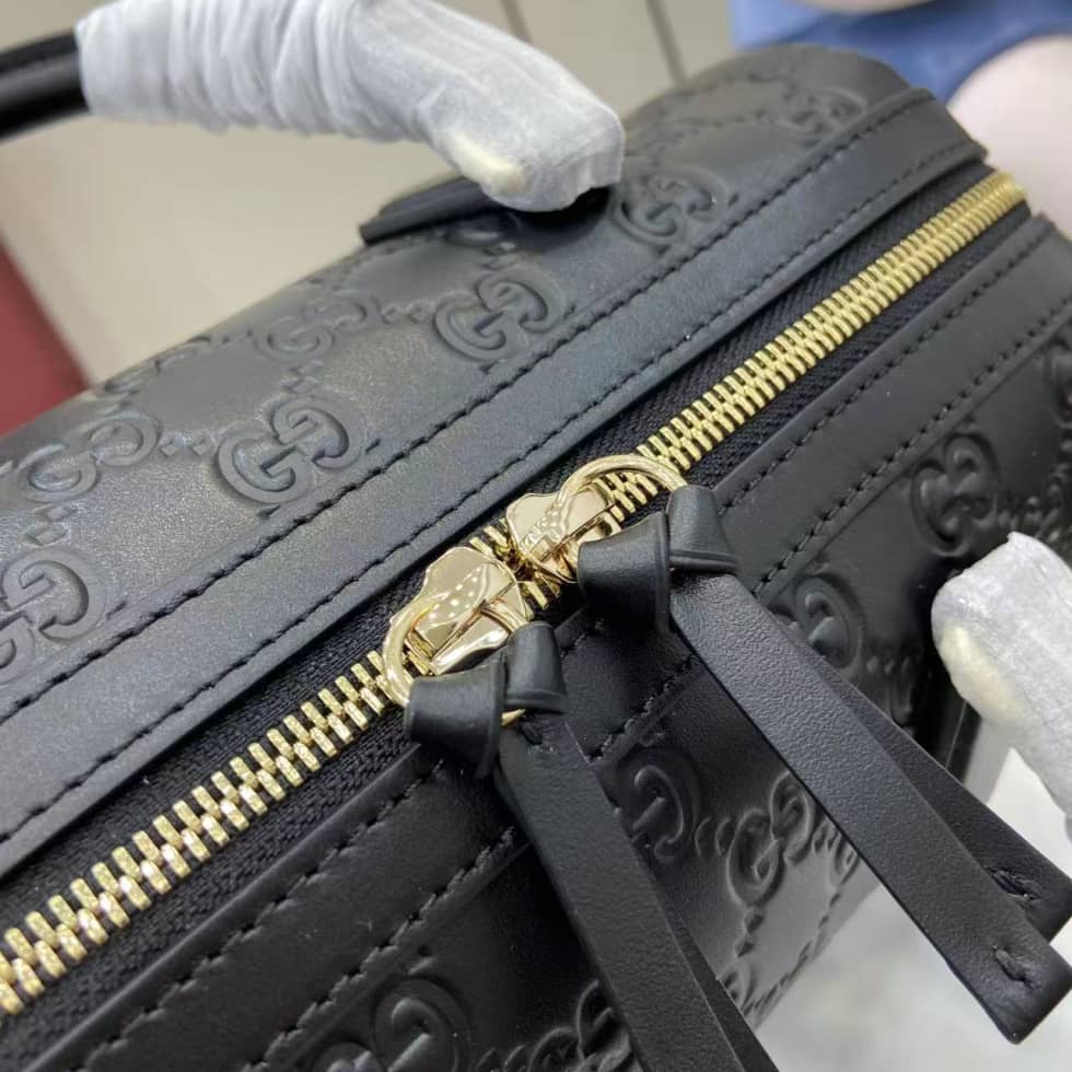 Gucci GG Emblem Medium Black Boston Bag 848886_5_158040 Gucci GG Emblem Medium Black Boston Bag 848886