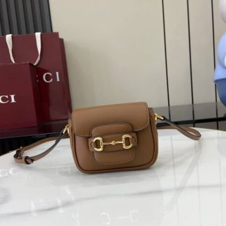 Gucci Horsebit 1955 Small Shoulder Bag Brown