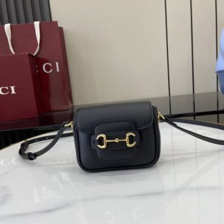 Gucci Horsebit 1955 Leather Small Black Shoulder Bag