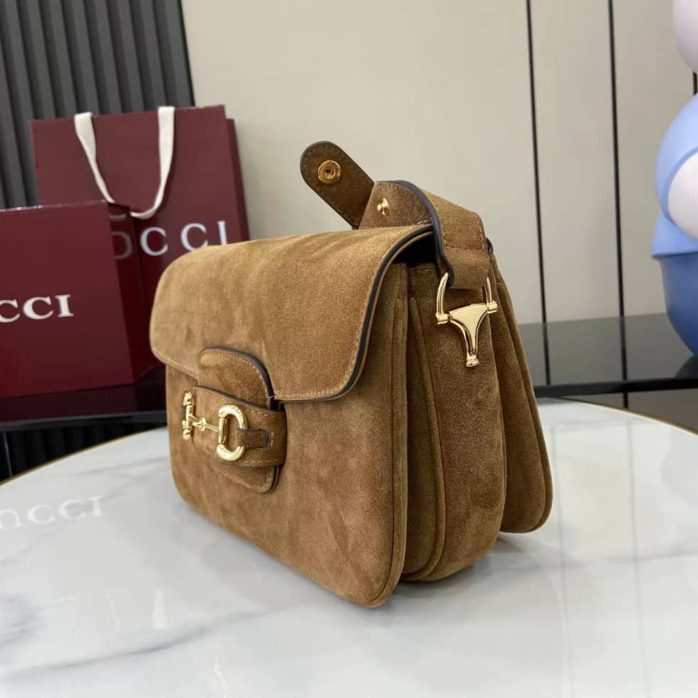 Gucci Horsebit 1955 Aura Suede Small Brown Shoulder Bag_2_158140 Gucci Horsebit 1955 Aura Suede Small Brown Shoulder Bag