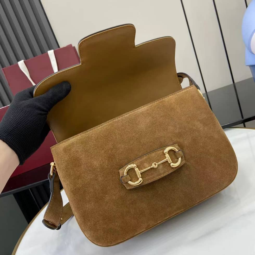 Gucci Horsebit 1955 Aura Suede Small Brown Shoulder Bag_6_158140 Gucci Horsebit 1955 Aura Suede Small Brown Shoulder Bag