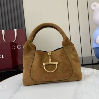 Gucci Softbit Suede Medium Brown Top Handle Bag