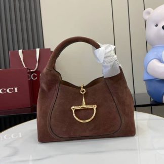 Gucci Softbit Suede Medium Dark Brown Top Handle Bag