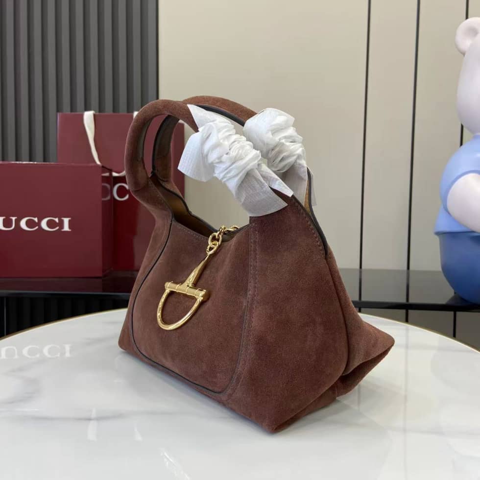 Gucci Softbit Suede Medium Dark Brown Top Handle Bag_2_158180 Gucci Softbit Suede Medium Dark Brown Top Handle Bag