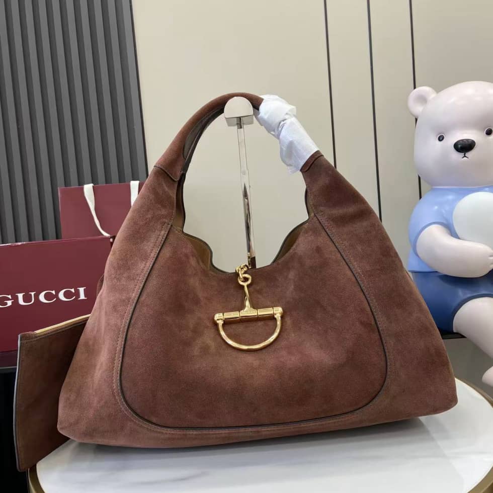 Gucci Softbit Suede Maxi Dark Brown Shoulder Bag_10_158190 Gucci Softbit Suede Maxi Dark Brown Shoulder Bag