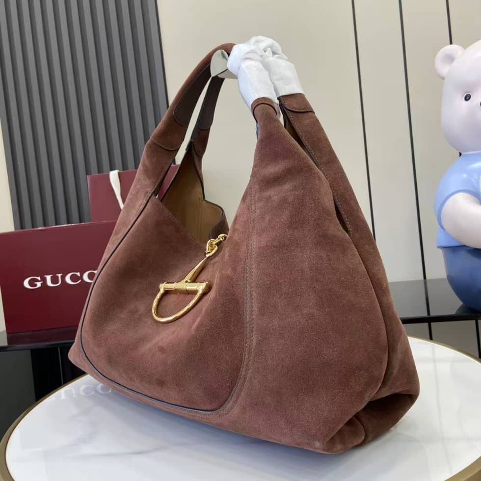 Gucci Softbit Suede Maxi Dark Brown Shoulder Bag_2_158190 Gucci Softbit Suede Maxi Dark Brown Shoulder Bag