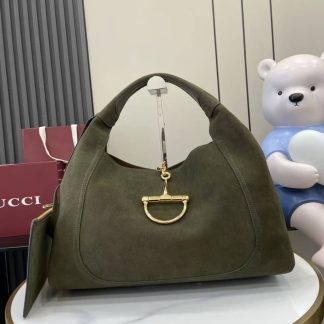 Gucci Softbit Suede Maxi Green Shoulder Bag