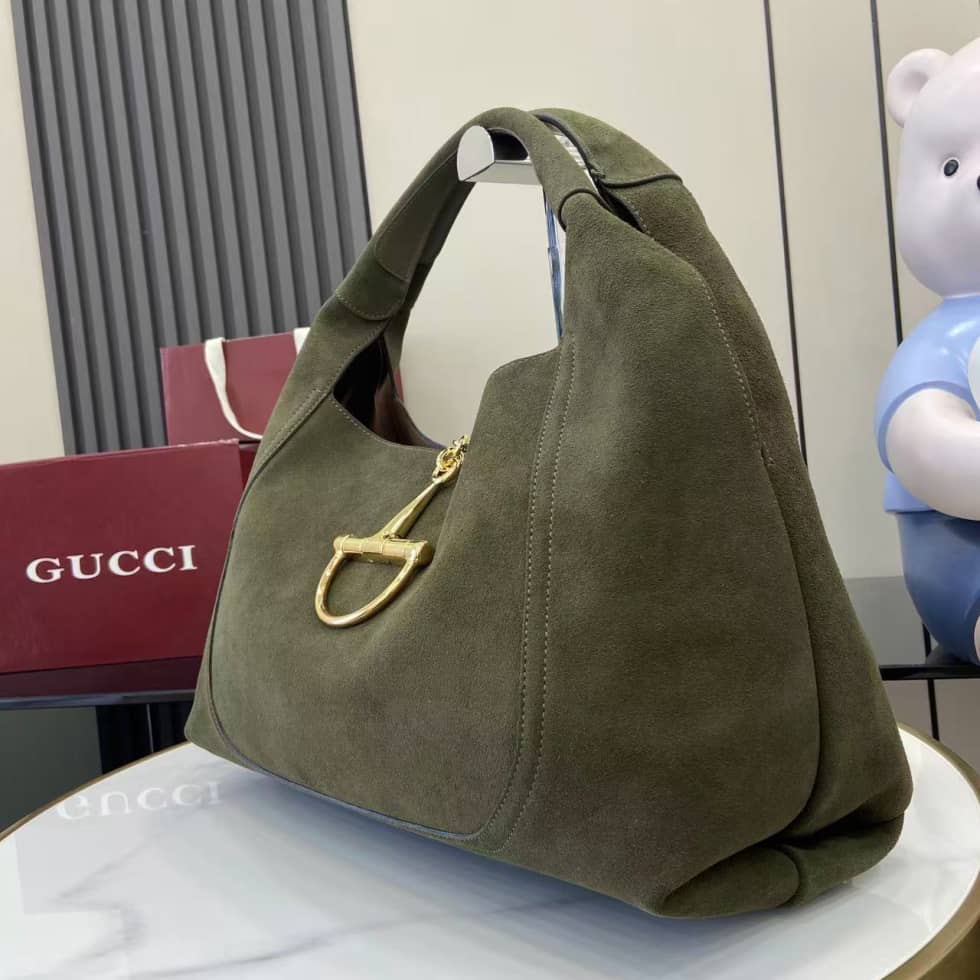 Gucci Softbit Suede Maxi Green Shoulder Bag_2_158210 Gucci Softbit Suede Maxi Green Shoulder Bag