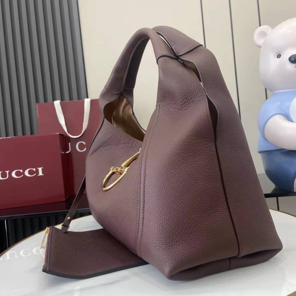 Gucci Softbit Leather Maxi Dark Brown Shoulder Bag_2_158230 Gucci Softbit Leather Maxi Dark Brown Shoulder Bag