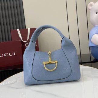 Gucci Softbit Leather Medium Blue Shoulder Bag