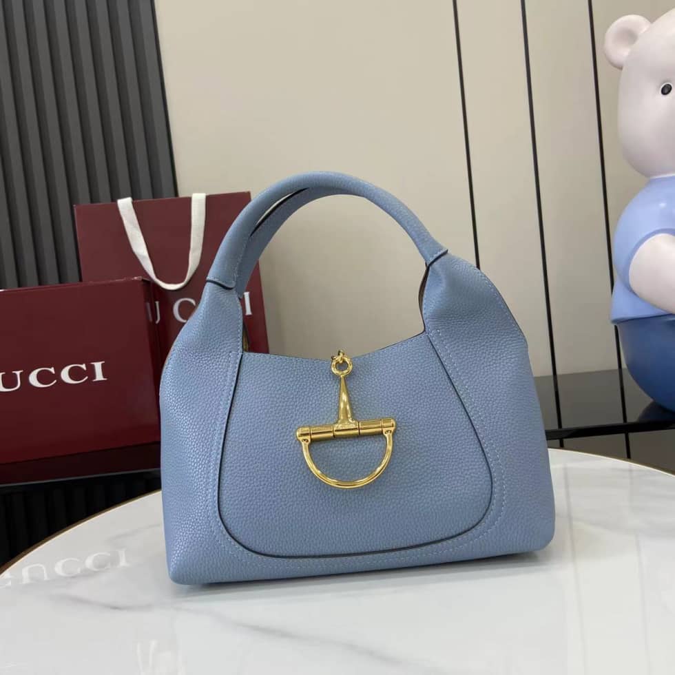Gucci Softbit Leather Medium Blue Shoulder Bag_10_158240 Gucci Softbit Leather Medium Blue Shoulder Bag
