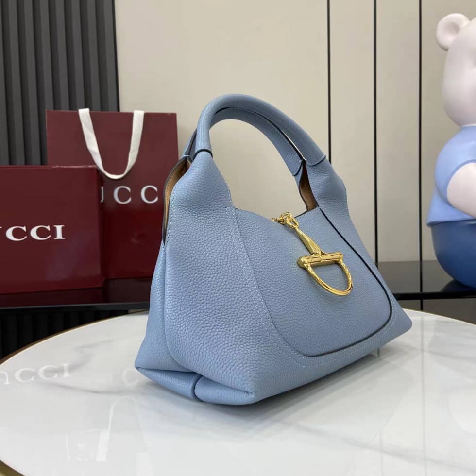 Gucci Softbit Leather Medium Blue Shoulder Bag_2_158240 Gucci Softbit Leather Medium Blue Shoulder Bag