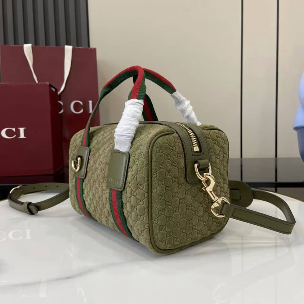 Gucci GG Suede Mini Green Boston Bag 859975_2_158300 Gucci GG Suede Mini Green Boston Bag 859975