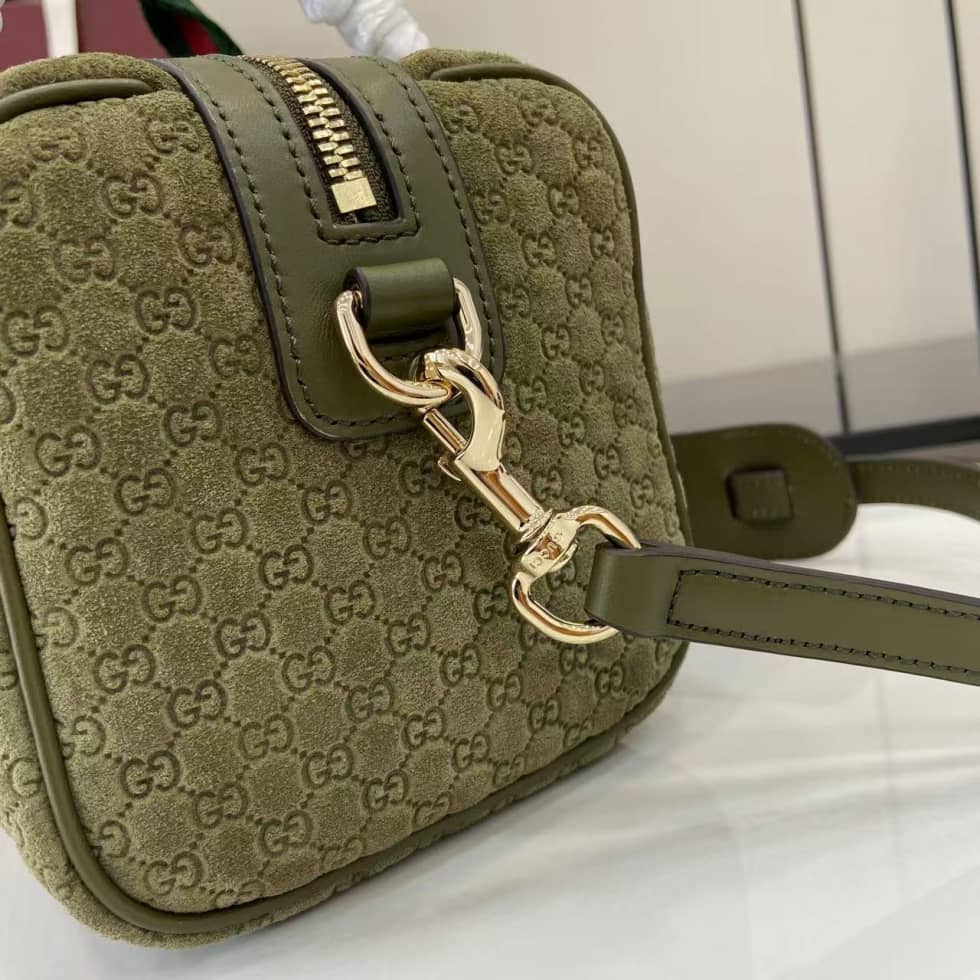 Gucci GG Suede Mini Green Boston Bag 859975_5_158300 Gucci GG Suede Mini Green Boston Bag 859975