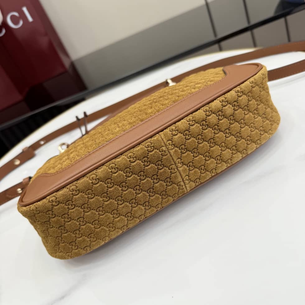 Gucci B Suede Small Brown Hobo Bag 855252_3_158310 Gucci B Suede Small Brown Hobo Bag 855252