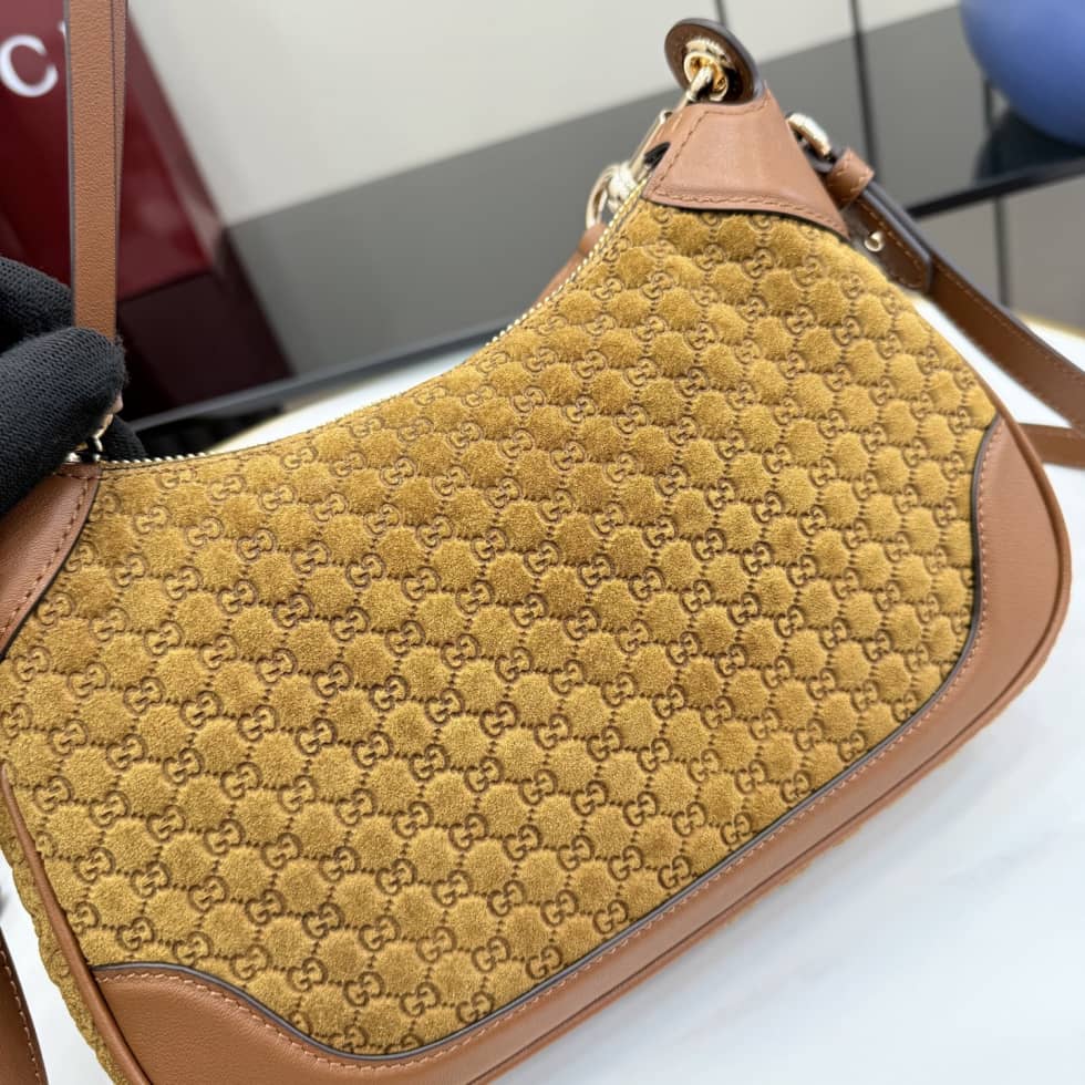 Gucci B Suede Small Brown Hobo Bag 855252_4_158310 Gucci B Suede Small Brown Hobo Bag 855252