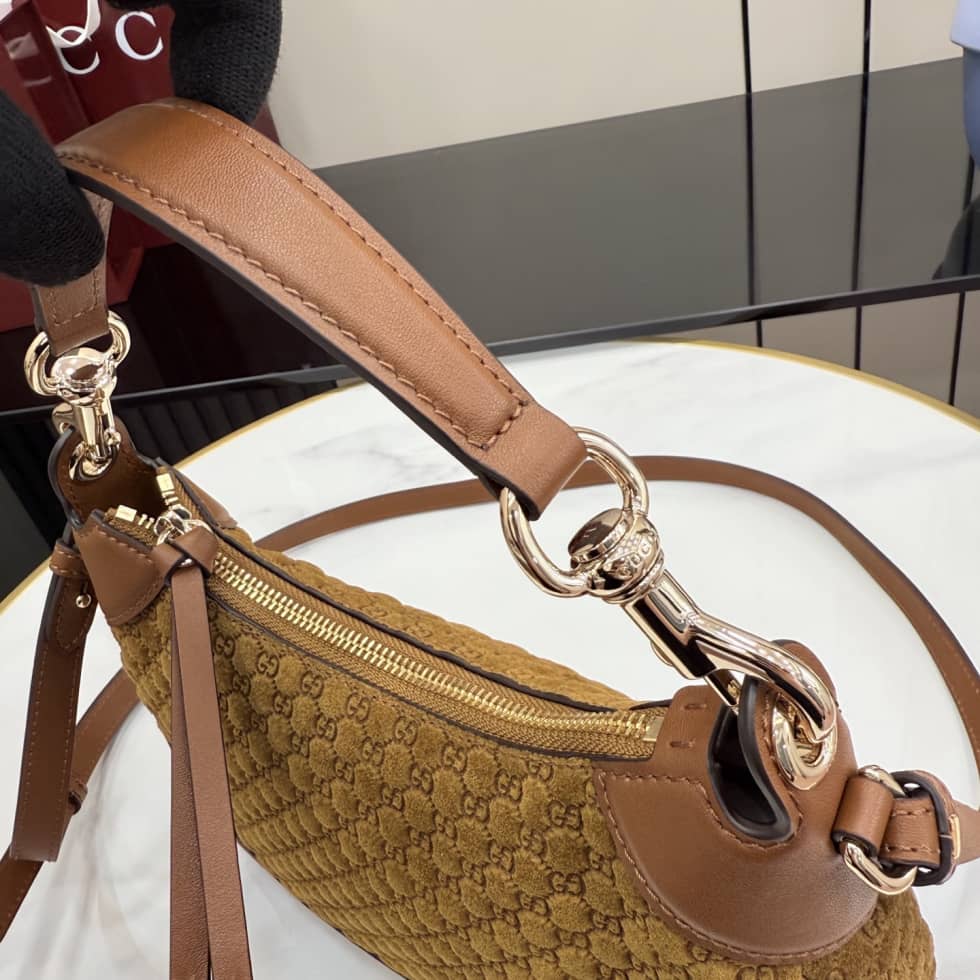 Gucci B Suede Small Brown Hobo Bag 855252_6_158310 Gucci B Suede Small Brown Hobo Bag 855252
