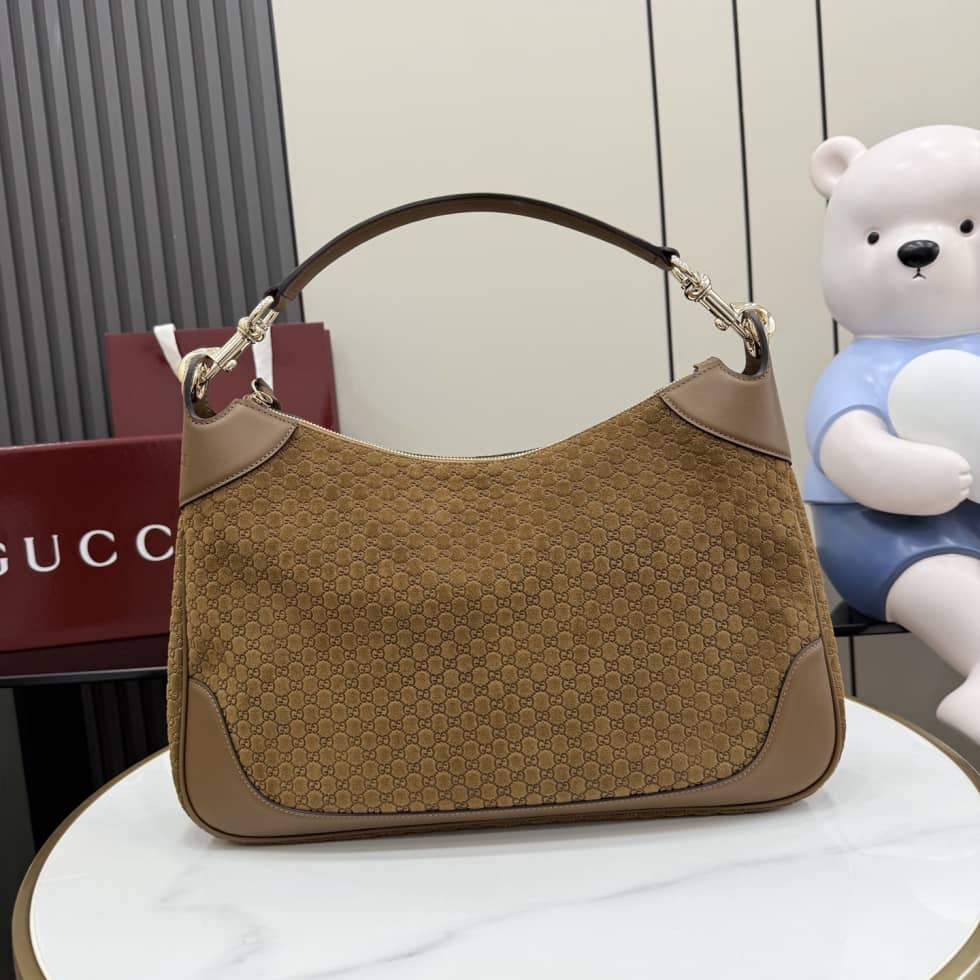 Gucci B Suede Medium Brown Hobo Bag 855251_10_158320 Gucci B Suede Medium Brown Hobo Bag 855251