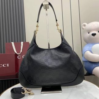 Gucci B Embossed Medium Black Shoulder Bag