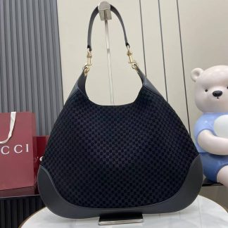 Gucci B Velvet Medium Black Shoulder Bag 815924